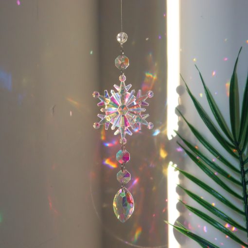 Christmas Colorful Snowflake Crystal Sun Catcher Ice Pillar Pendant Window Christmas Tree Decoration Party Pendant Christmas Decorations TurboTech Co 5