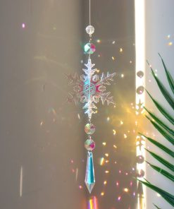 Christmas Colorful Snowflake Crystal Sun Catcher Ice Pillar Pendant Window Christmas Tree Decoration Party Pendant Christmas Decorations