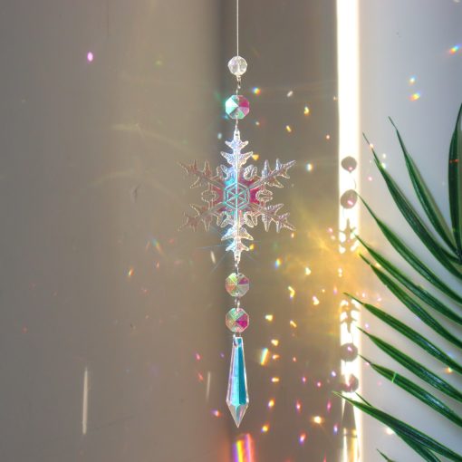 Christmas Colorful Snowflake Crystal Sun Catcher Ice Pillar Pendant Window Christmas Tree Decoration Party Pendant Christmas Decorations TurboTech Co 4