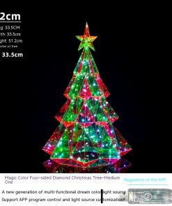 Colorful Christmas Tree Decoration Pendant Four-sided Diamond Luminous Decorative Ornaments