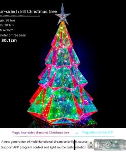 Colorful Christmas Tree Decoration Pendant Four-sided Diamond Luminous Decorative Ornaments