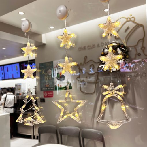 Christmas 3pcs LED Light Star Holiday Tree Hanging Lamp Window Ornaments Christmas Decorations TurboTech Co