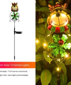Solar Christmas Led Snowman Elk Ground Plug Light