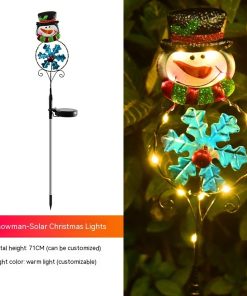 Solar Christmas Led Snowman Elk Ground Plug Light