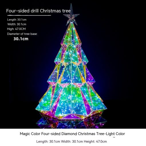 Colorful Christmas Tree Decoration Pendant Four-sided Diamond Luminous Decorative Ornaments TurboTech Co 3
