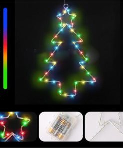 Wrought Iron Christmas Tree Shaped Lantern Christmas Garland String Lights Fairy Curtain Festival LED Light For Home Party Decoration