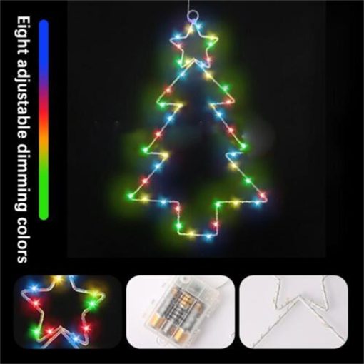 Wrought Iron Christmas Tree Shaped Lantern Christmas Garland String Lights Fairy Curtain Festival LED Light For Home Party Decoration TurboTech Co