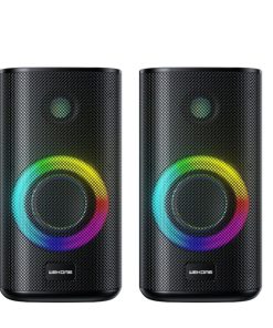 Bluetooth Speaker Waterproof Gaming Desktop Stereo RGB LED Ring Pair TurboTech Co