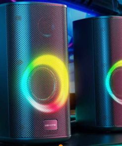 Bluetooth Speaker Waterproof Gaming Desktop Stereo RGB LED Ring Pair