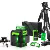 3D Self-Leveling 360 Laser Level Kit Cross Line Green Laser Pointer Beam Vertical Horizontal with Receiver Tripod TurboTech Co