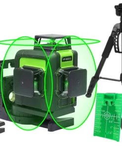 3D Self-Leveling 360 Laser Level Kit Cross Line Green Laser Pointer Beam Vertical Horizontal with Receiver Tripod