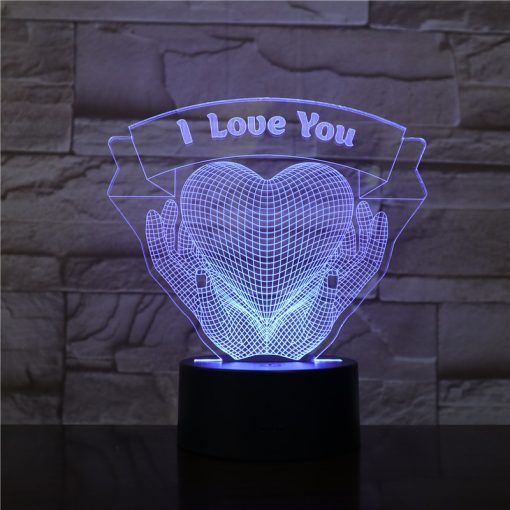 3D Night Light Valentine’s Day Gift Love Hands Holding Heart TurboTech Co 6