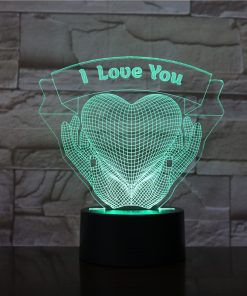 3D Night Light Valentine's Day Gift Love Hands Holding Heart
