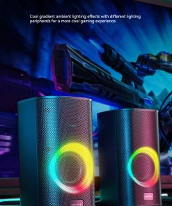 Bluetooth Speaker Waterproof Gaming Desktop Stereo RGB LED Ring Pair