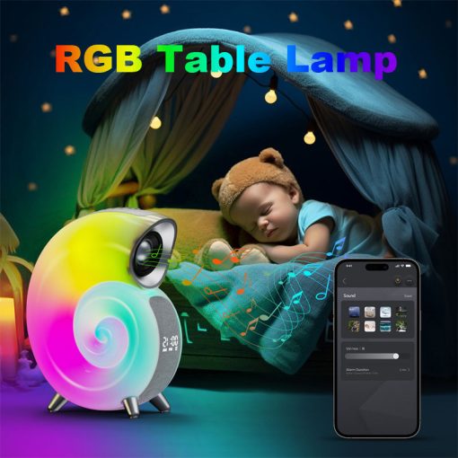 Bluetooth Speaker Alarm Clock Conch Smart RGB Atmosphere Light Lamp White Noise Machine For Sleeping Baby/Adults APP Control TurboTech Co 3
