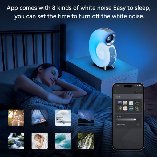 Bluetooth Speaker Alarm Clock Conch Smart RGB Atmosphere Light Lamp White Noise Machine For Sleeping Baby/Adults APP Control - Image 6