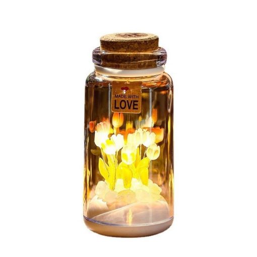 Nightlight Tulip Wishing Bottle Portable Light Flower in Glass Romantic Gift TurboTech Co