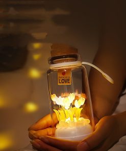 Nightlight Tulip Wishing Bottle Portable Light Flower in Glass Romantic Gift