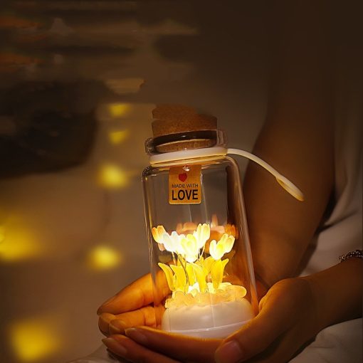 Nightlight Tulip Wishing Bottle Portable Light Flower in Glass Romantic Gift TurboTech Co 4