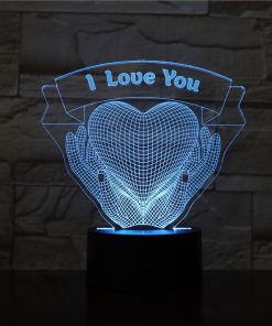 3D Night Light Valentine's Day Gift Love Hands Holding Heart