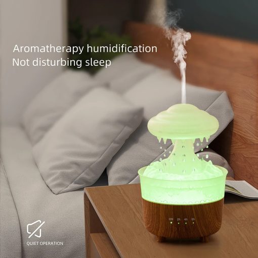 Humidifier With Raining Water Drop Sound And 7 Color Led Light Cloud Night Light Oil Diffuser Aromatherapy TurboTech Co 7