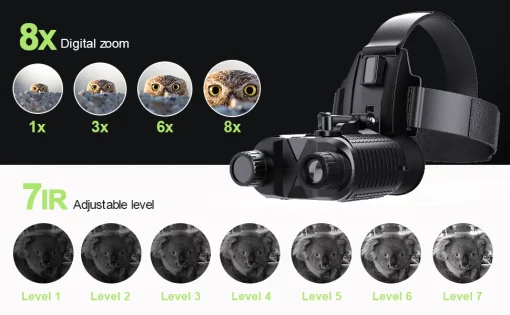 Night Vision Goggles 8X Digital Zoom Infrared Hands Free Head Mounted Night Vision Binoculars with Over 400M Night Range TurboTech Co 7