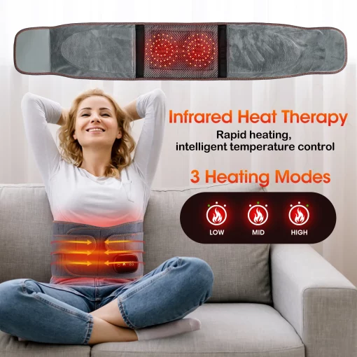 Electric Waist Massager Infrared Heating Therapy Lumbar Pad Hot Compress Vibration Waist Massage Belt Back Support Pain Relief TurboTech Co 2
