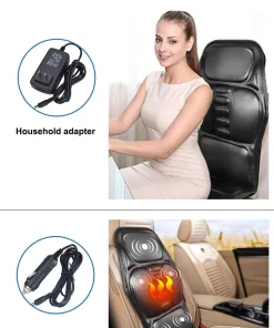Electric Back Massager Chair Cushion Heating Vibrator Car Massage Home Office Lumbar Neck Mattress Pain Relief
