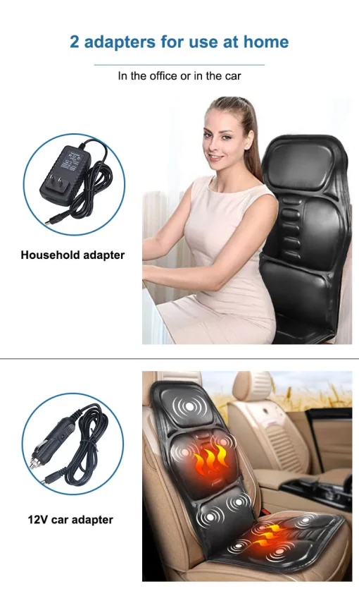 Electric Back Massager  Chair Cushion Heating Vibrator Car Massage Home Office Lumbar Neck Mattress Pain Relief TurboTech Co 8