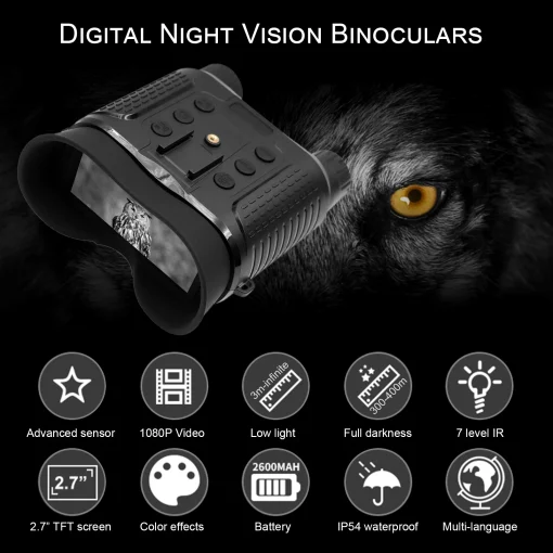 Night Vision Goggles 8X Digital Zoom Infrared Hands Free Head Mounted Night Vision Binoculars with Over 400M Night Range TurboTech Co 6