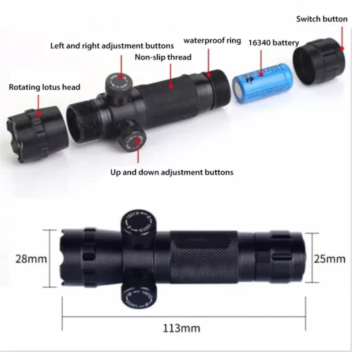 Red Laser Pointer Dot Sight Tactical Hunting Adjustable Scope Rail Barrel Pressure Switch Mount Tool Red/Green TurboTech Co 7