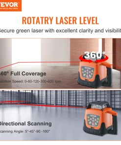 Laser Level 360 Self-Leveling Line With Remote Control Angles Adjustment Tape Measure Ruler Laser pointer LCD Display Waterproof