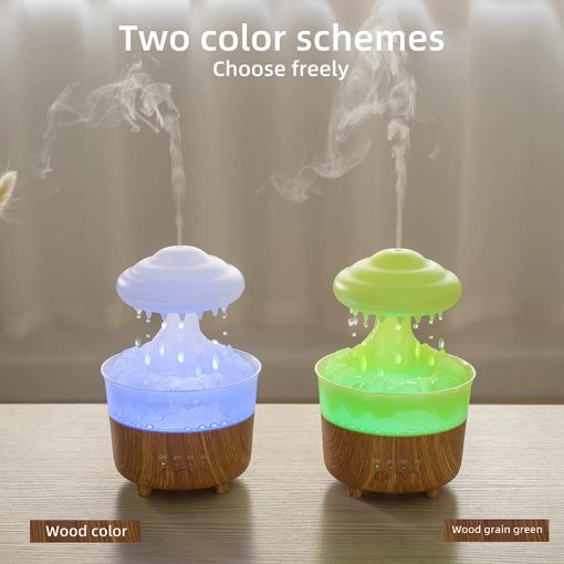 Humidifier With Raining Water Drop Sound And 7 Color Led Light Cloud Night Light Oil Diffuser Aromatherapy TurboTech Co 8