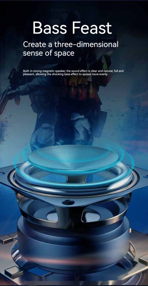 Bluetooth Speaker Waterproof Gaming Desktop Stereo RGB LED Ring Pair TurboTech Co 3