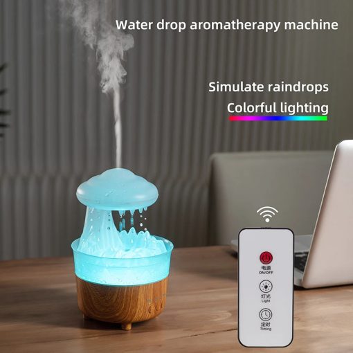Humidifier With Raining Water Drop Sound And 7 Color Led Light Cloud Night Light Oil Diffuser Aromatherapy TurboTech Co 5