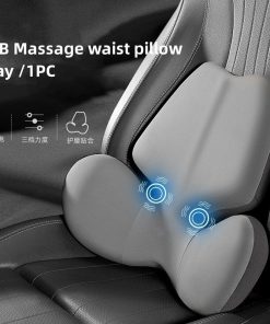 Car Electric Massage Waist Back Cushion Headrest Vibration Heating Pad for Home/Office/Car
