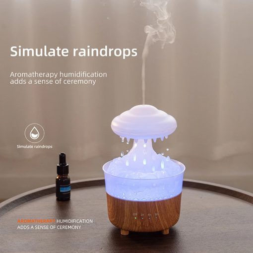 Humidifier With Raining Water Drop Sound And 7 Color Led Light Cloud Night Light Oil Diffuser Aromatherapy TurboTech Co 6