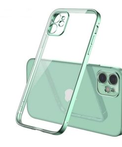 iPhone Case Square Plating Frame Soft TPU Transparent Ultra-thin Mobile Cover