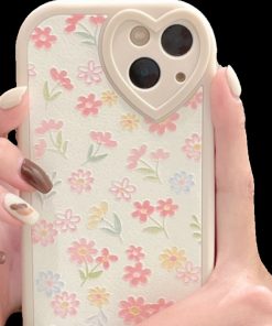 Phone Case Heart Design iPhone Floral Silicone Mobile Cover