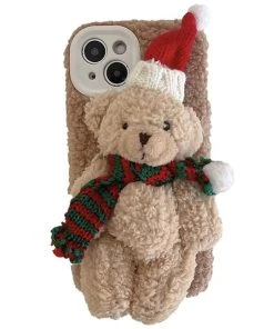 Plush Bear Plush iPhone Case Furry Stuffed Three-Dimensional  Animal Mobile Cover TurboTech Co