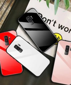 Phone Case Slim Silicone Frame Hard Tempered Glass Back Samsung Galaxy Protective Cover