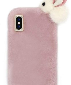 Furry Phone Case Cartoon Bunny Plush Case for iPhone