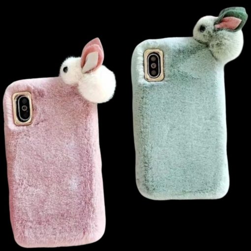 Furry Phone Case Cartoon Bunny Plush Case for iPhone TurboTech Co