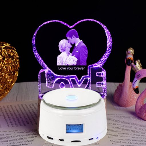 Personalized Gifts Crystal Photo Lamp Bluetooth Speaker Rotating Color Changing 3D Home Decor Nightlight TurboTech Co 7