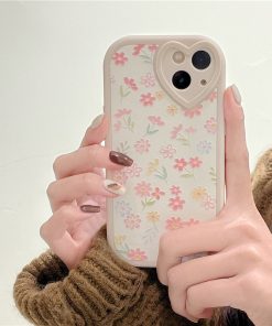 Phone Case Heart Design iPhone Floral Silicone Mobile Cover