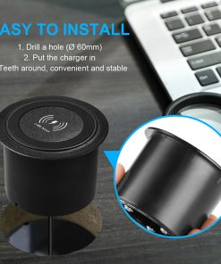 Fast Qi Wireless Charger Embedded in Desk/Table Dual USB Charging Port Universal