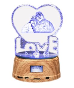 Personalized Gifts Crystal Photo Lamp Bluetooth Speaker Rotating Color Changing 3D Home Decor Nightlight