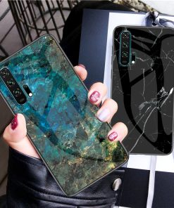 Phone Case Anti-fall Marble Tampered Glass Scratch Resistant Mobile Cover Honor 20/20Pro