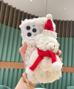Plush Bear Plush iPhone Case Furry Stuffed Three-Dimensional Animal Mobile Cover