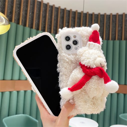Plush Bear Plush iPhone Case Furry Stuffed Three-Dimensional  Animal Mobile Cover TurboTech Co 2
